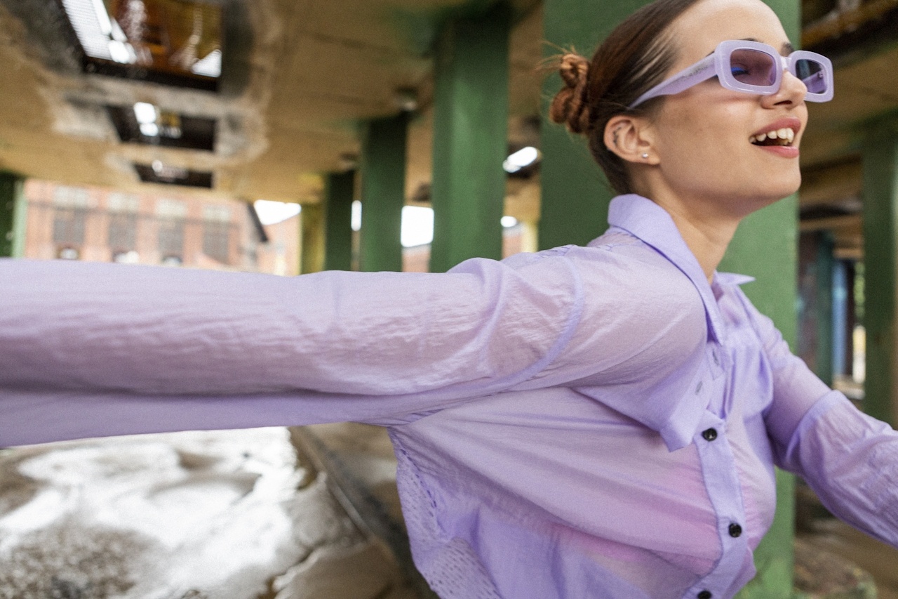 girl walking carefree